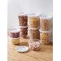 HOMELUNY Set of 4 Kitchen Airtight Plastic Food Jars Clear Cereal Storage Food Container Jars for Candy, Cookie, Rice, Sugar,Flour,Snacks Keeping Food Dry & Fresh Short 3 + high 3