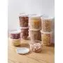 HOMELUNY Set of 4 Kitchen Airtight Plastic Food Jars Clear Cereal Storage Food Container Jars for Candy, Cookie, Rice, Sugar,Flour,Snacks Keeping Food Dry & Fresh High section HOMELUNY Set of 4 Kitchen Airtight Plastic Food Jars Clear Cereal Storage Food Container Jars for Candy, Cookie, Rice, Sugar,Flour,Snacks Keeping Food Dry & Fresh High section