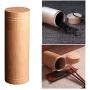 Natural Bamboo Salt and Spice Box with Swivel Lid, Portable Travel Tea Canisters Cover, Round Shape Sealed Tea Box Tube Jar Kitchen Storage Accessories