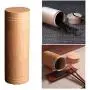 Natural Bamboo Salt and Spice Box with Swivel Lid, Portable Travel Tea Canisters Cover, Round Shape Sealed Tea Box Tube Jar Kitchen Storage Accessories