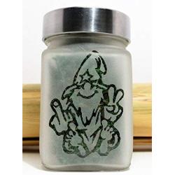 Wacky Wizard Etched Glass Stash Jar - Odor Resistant, Airtight, Food Grade Herb Storage, 3" Tall x 2" Wide