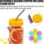 [26 Stück] Kunststoff WEIT AUFHÄNGIGE Mason Jar-Dichtungen für Ball, Kerr usw. mit Strohlöcher/Stroh/Silikonringe/Stopfen/Sauberer Pinsel, lebensmittelechte farbige Mason/Einmachglas-Deckel für Trinken/Lebensmittelaufbewahrung