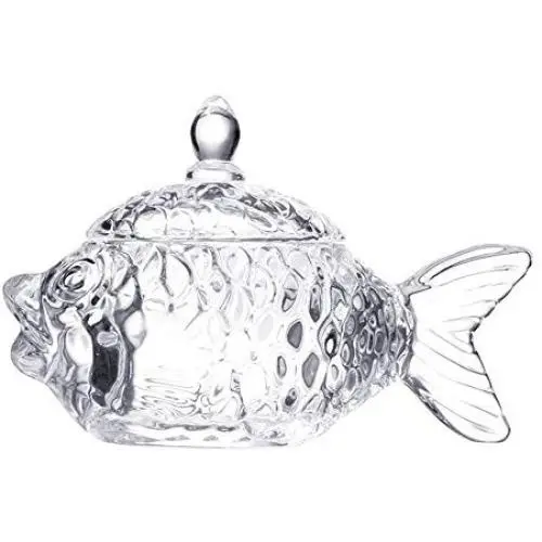 Colias Fisch-Form Home Decor & Party Hochzeit Mittelstück Klare Glas Rippe Apotheker Gläser/ Süßigkeiten Buffet Behälter/ Süßigkeiten Buffet Lagerbehälter/ Küche Lebensmittel Gläser mit Deckel - Klein