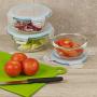 Homiu Glass Containers Food Storage Sets With Lids Three Piece Impact Resistant 14 22.9 33.4 Ounces Microwaveable Leak-Proof Dishwasher Freezer Oven Safe Nestable 6 Pack Round
