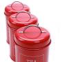 Hot Sale X021 Set of 3 Metal Food Storage Tin Canister/Jar/Container with Lid (red)