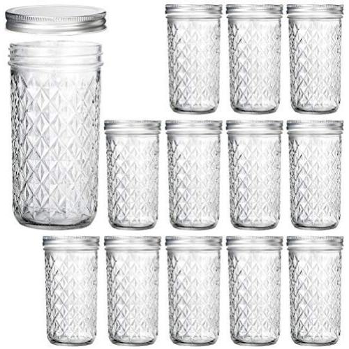 Wide Mouth Mason Jars 22 oz, VERONES 22 OZ Mason Jars Canning Jars Jelly Jars With Wide Mouth Lids, Ideal for Jam, Honey, Wedding Favors, Shower Favors, Baby Foods, 12 PACK