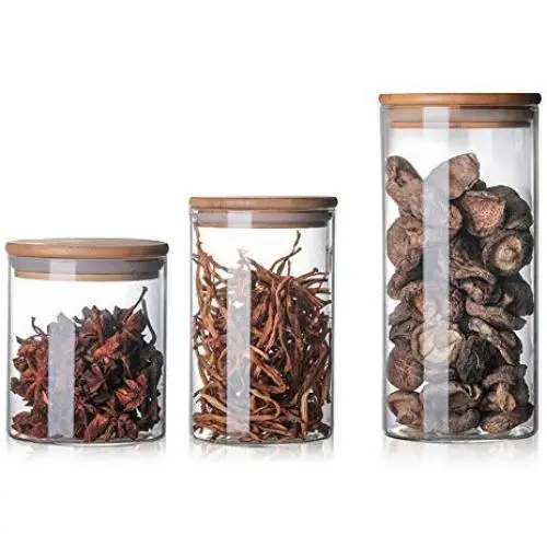 WÄNDLIXST Luftdichte Lebensmittelbehälter mit Silikon Dichtung, Glas Lagerbehälter mit Bambusdeckel, Transparente Lebensmittelbehälter