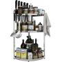 LYNNTLJ Multi-Layer Spice Racks,Stainless Steel Kitchen Countertop Seasoning Rack,for Spice Jar and Bottle Storage/Silver / 29x64cm