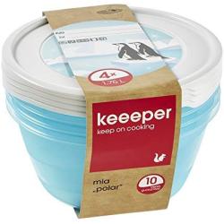 keeeper Freeze Food Box Mia Polar 1, 75L Round 4 Pieces in Blue, 4-Piece
