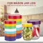 Yeldou Plastic Lids for Ball, Kerr Mason Jar and More w/Silicone Rings - 8 Regular Mouth & 8 Wide Mouth - Food Grade Colored Plastic Storage Caps fir Mason/Canning Jars- Anti-Scratch Resistant Surface