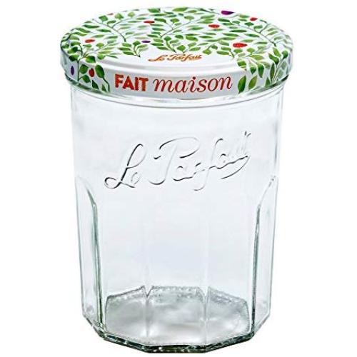 Le Parfait Jam Jar - 385ml Faceted French Glass Jelly Jar w/Twist Lid, Berry, 13oz (Pack of 6)