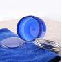 6Pcs 3.3 Ounce Blue Round Plastic Jars with Inner Liners and Aluminum Lids Empty Travel Sample Containers Bottles for Makeup Sample Lotion Facial Cream Mask Ointment