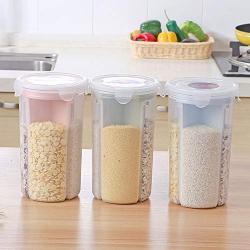 Compartment Food Storage Container Pp Clear Cereal Kitchen Organizer Airtight Rotating Lid Snacks Storage Box,13.5X23X11.5Cm1