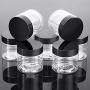 20 Pieces Round Pot Jars Plastic Cosmetic Containers Set with Lid for Liquid Creams Sample (Black Lid, 60 ml/ 2 oz)