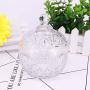 Glass Jar Embossed Candy Bowl with Lid, Crystal Lid Storage Tank, for Wedding Promotion, Set of 6 (Diameter: 4.2 Inches)