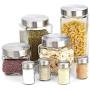 8 Piece Square Glass Canister and Spice Jar Set with Lids