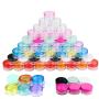 Pralb 60PCS 5 Gram Empty Cosmetic Containers, Round Cosmetic Sample Pots Jars Makeup Containers With Multi Color Top Lids Plastic Sample Eye Shadow, Nails, Powder, Gems, Jewelry, Cream (Five Color)
