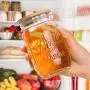 Mason Jar with Lids, 16 OZ Regular Food Storage Jar, Set of 6 Bamboo and Tinplate Mason Jar Lid for Store Tea, Coffee, Spice, Candy