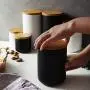 TNKML Ceramic Coffee Canister Airtight With Sealed Bamboo Lid 800Ml Kitchen Food Storage Jar Container For Tea Sugar Coffee Bean Nuts Grain 800Ml