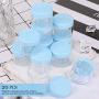 20 Pieces Round Pot Jars Plastic Cosmetic Containers Set with Lid for Liquid Creams Sample, 20 ml/ 0.7 oz (Blue Lid)