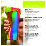 Silipint The Original Silicone Cups - 22oz Bomber Glass Set With Lids and Straws, Patented, BPA-Free, Shatter-proof Silicone Cup Drinkware (Arctic Sky & Hippy Cups, Bouncy Black Lid, Frosted Straw)