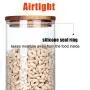 Hochwertige Tall Clear Glass Lebensmittelbehälter mit Luftdichten Holzlids, Küchentopf, Spaghetti-Pasta-Glas, Mehl-Cereals-Zucker-Behälter, Tee-Kaffeebandung, BPA-frei, 63 oz, 1 Stück, 63 fl oz