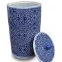 Food Jars & Crocks Rice Storage Bucket Kitchen Large Capacity Ceramic Rice Cylinder Chinese Straight Storage Tank Moisture-proof Insect-proof Handmade Green Blue (Color : Blue, Size : 27x47cm)