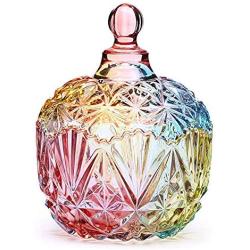 Multi-purpose Candy Jar, Retro Food Jewelry Storage Box With Lid Colorful Glass Spice Pots-small