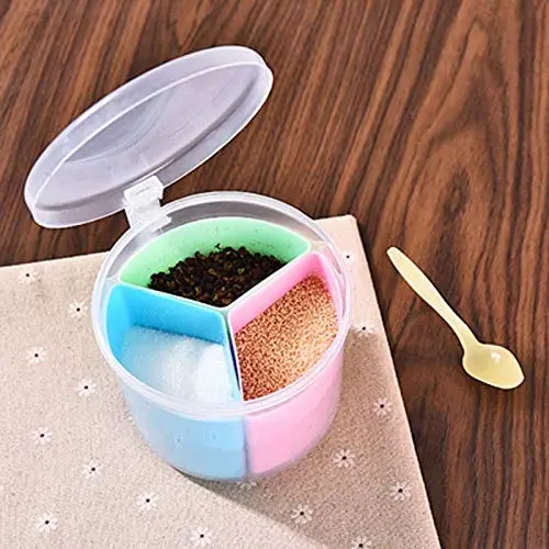 Bouteilles de Condiments Créatives en Plastique, 3-4 Grilles, Boîtes de Conserve de Spices Détachable avec Couvercles – Idéales pour Épices, Condiments, Sel, etc. Bouteilles de Condiments Créatives en Plastique, 3-4 Grilles, Boîtes de Conserve de Spices Détachable avec Couvercles – Idéales pour Épices, Condiments, Sel, etc.