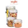 Food Storage containers canister set - Set of 4 Air Tight Canisters with lids for dry flour Cereal coffee rice acrylic plastic clear glass airtight cannister for kitchen