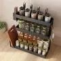 3-Tier Spice Rack Standing Kitchen Countertop Storage Organizer, Spice Bottle Jars Rack Holder Knife Utensil Cutting Board Holders -Space Saving Seasoning Shelf Holder, Black (3 Lengths for Choice) 3-Tier Spice Rack Standing Kitchen Countertop Storage Organizer, Spice Bottle Jars Rack Holder Knife Utensil Cutting Board Holders -Space Saving Seasoning Shelf Holder, Black (3 Lengths for Choice)