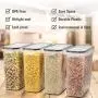 Large Cereal & Dry Food Storage Containers, Wildone Airtight Cereal Storage Containers for Sugar, Flour, Snack, Baking Supplies, Leak-proof with Black Locking Lids - Set of 6 (4L /135.3oz)