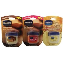 Vaseline Lip Therapy 0.25 Oz 3 Pack Bundle - Creme Brulee, Rosy Lips & Cocoa Butter