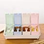 KNUPFMTI 4 Piece Seasoning Box Seasoning Rack Pots Storage Container Condiment Jars Cruet with Cover and Spoon
