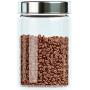 Home Intuition Round Glass Canister Set with Stainless Steel Lids, 4 Pieces