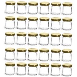 Nakpunar 30 pcs, 1.5 oz Mini Glass Jars for Jam, Honey, Wedding Favors, Shower Favors, Baby Foods, DIY Magnetic Spice Jars