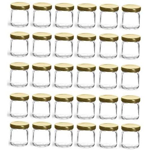 Nakpunar 30 pcs, 1.5 oz Mini Glass Jars for Jam, Honey, Wedding Favors, Shower Favors, Baby Foods, DIY Magnetic Spice Jars