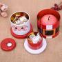 Ozzptuu Three-Layer Iron Christmas Candy Storage Jar Removable Santa Snowman Sugar Candy Case Box for Christmas Gift Decoration (Snowman)