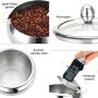 DUDDP Storage Spice lar set Spice Jar Set Stainless Steel Sugar Bowl with Lid and Spoon, 3 Stainless Steel Salt Bowl Spice Jars Set, Condiment Pots with Holder (Color : L)
