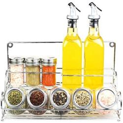 Glass cruet condiment jars shelf kitchen storage soy sauce vinegar set-A