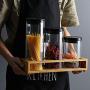 Glass Sealed Jars With Display Stand, Moisture-Proof Kitchen Food Container, Storage Of Spices/Oatmeal/Pasta