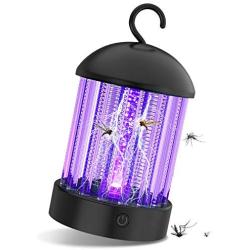 PRANITE BK001 Bug Zapper Electronic Mosquito Killer with Effective 2000V UV Light Non Toxic Insect Control 2-in-1 Attractant Trap Rechargeable Fly, Black