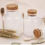 NATUWORLD 2er Set Kunststoff Bad Salz Würze Beutel Leerraum Klare Frostbecher Kosmetik Pulver Flasche Küchen Aufbewahrungsbehälter mit Korkstopfen und Holzsöffel (100 ml)