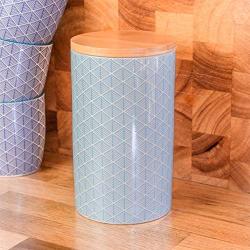 Nicola Spring Porcelain Tea, Coffee and Sugar Canister - Light Blue Geometric Pattern