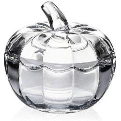 YSMYWM Vintage Pumpkin Shaped Clear Glass Candy Jar Food Snacks Storage Container Sugar Bowl Spice Jar with Lid