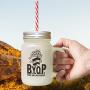 Red Pop Bir Your Own Popcorn Frosted Glass Mason Jar With Straw