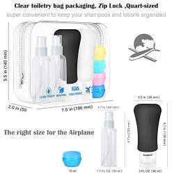 Peakally Travel Bottles -Fine Mist Spray Bottles(2pcs)&Silicone Squeeze Travel Bottles(2pcs)&Cream Jar(4pcs)& Label Sticker.For Cleaning Liquid,Toiletries.Portable,100% Guaranteed Leak Proof