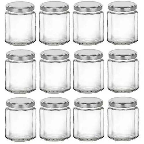 Nakpunar 12 pcs 9 oz Beveled Glass Jars with Silver Lids for Jam, Honey, Wedding Favors, Shower Favors, Baby Foods, DIY Magnetic Spice Jars (9 oz, Silver) Nakpunar 12 pcs 9 oz Beveled Glass Jars with Silver Lids for Jam, Honey, Wedding Favors, Shower Favors, Baby Foods, DIY Magnetic Spice Jars (9 oz, Silver)