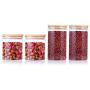 UOON Food Storage Container, Airtight Glass Storage Jars with Bamboo Lid for Pasta, Tea, Coffee, Cookies, Snacks, Set of 4