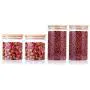 UOON Food Storage Container, Airtight Glass Storage Jars with Bamboo Lid for Pasta, Tea, Coffee, Cookies, Snacks, Set of 4